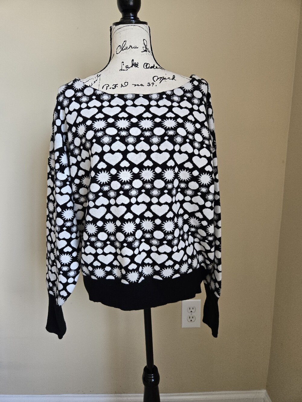Maeve Anthropologie Heart Sweater Womens XL Boat Neck Pullover